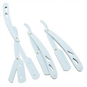 Juego de Navajas de Afeitar Profesionales para Barbería, Acero Inoxidable Blanco Ártico, Herramientas de Afeitado con Mangos Ergonómicos Ventilados - Product Image 1