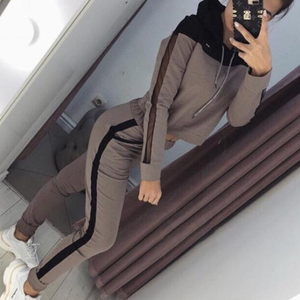 Logotipo de transferencia de calor designm Ladies High Street Wear Chándales Joggers Trajes Set Chándal Mujeres Conjunto de 2 piezas - Product Image 5