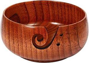 Cuenco Portátil de Madera Maciza con Acabado Liso para Hilos de Ganchillo |   Soporte de Hilo para Tejer Ecológico y Duradero para una Alimentación Fácil del Hilo - Product Image 2