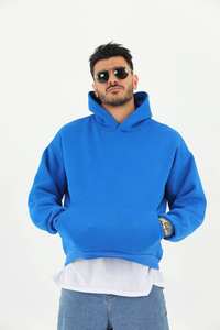Sweat à capuche en coton molletonné basique pour hommes Pull décontracté Streetwear Sweat-shirt d'automne chaud et surdimensionné - Product Image 2