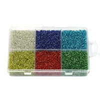Kit de perles de verre Preciosa pour la fabrication de bijoux et la broderie, 15 couleurs assorties, tailles 11/0 et 8/0, rondes, 25g par couleur, en boîte.