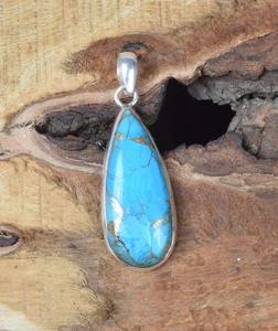 Colgante de piedras preciosas turquesa de Plata de Ley 925 al por mayor, joyería fina con sello 925 chapado en oro para mujer - Product Image 4