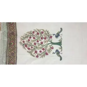 Couvertures de lit double réversibles en coton blanc doux, imprimées à la main, de la marque Vinayakam Exports - Product Image 1