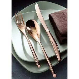 Juego de cubiertos de plata de acero inoxidable con nuevo diseño único de lujo de aspecto moderno cubiertos reales para el hogar de la boda - Product Image 5