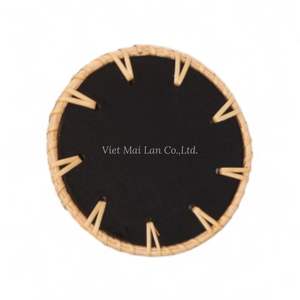 Posavasos Decorativo Bohemio de Nácar con Borde de Ratán Tejido a Mano de Vietnam para Decoración de Mesa, Directo de Fábrica - Product Image 4