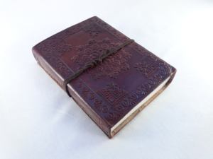 This elegant handmade leather diary features a beautifully embossed elephant design symbolizing wisdom strength and good fortune - Product Image 3