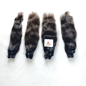 Extensions de cheveux humains ondulés droits bruts de temple indien à cuticules alignées Paquet de traitement de couleur naturelle en gros - Product Image 6