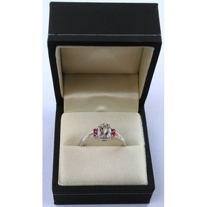 Handmade Women's <b>Ring</b> Natural White Topaz <b>Garnet</b> 925 Sterling <b>Silver</b> Platinum Rhodium-Plated Shah Gems' Natural Stone Jewelry - Product Image 1