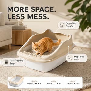 Poland Stock Open Top <b>Cat</b> <b>Litter</b> Box with Anti-Tracking Step High Sided Pet Toilet Tray EU Dropshipping - Product Image 6