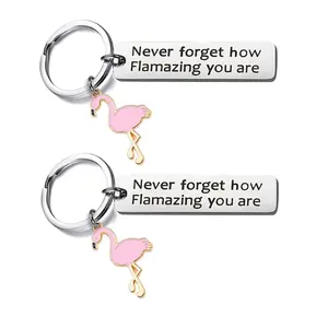 Nunca se esqueça o quão flamingo você é, chaveiro de metal flamingo para presente feminino, chaveiro inspirador