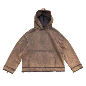 Sweat à capuche personnalisé avec logo, prix raisonnable, broderie usée, coton lourd, lavage à l'acide, impression numérique d'hiver, molleton - Product Image 2