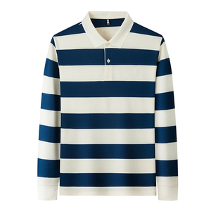 เสื้อโปโลรักบี้ผู้ชาย ราคาสุดคุ้ม ทันสมัย แห้งเร็ว ผ้าฝ้าย 100% บริการ OEM ลายทางแนวนอน - Product Image 3