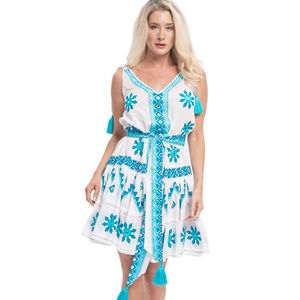 OEM vente en gros Boho soirée tenue de soirée vêtements sexy à manches courtes pour femmes meilleurs vêtements décontractés blanc brodé ukrainien - Product Image 3