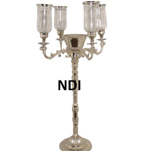 เชิงเทียน5แขนหรูหราทำด้วยมือตกแต่งด้วยนิกเกิลชุบเคลือบผิวสำหรับงานแต่งงาน - Product Image 1