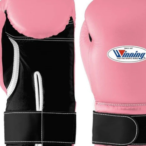 Gants de boxe professionnels en cuir rose et noir avec sangle de poignet en velcro, gants d'entraînement et de sparring pour hommes et femmes - Product Image 2