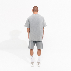 Vente en gros Nouveau t-shirt et short d'été en coton Ensembles de streetwear vintage délavés à l'acide pour hommes 2 pièces Ensembles courts décontractés Ensembles de vêtements de sport - Product Image 5
