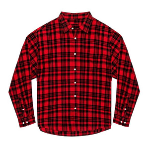 Camisa de franela a cuadros con botones para hombre más vendida, tela de seda de algodón 100%, tallas altas, transpirables y con estampado teñido de hilo - Product Image 1