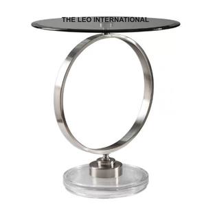 Table d'appoint en métal, aluminium plaqué argent, design en forme de bois de cerf, caractéristique durable, forme ronde - Product Image 3