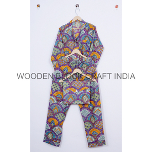 Indian Women's Ultra Soft Cotton Pyjama Set Elegant Floral Printed Morning <b>Yoga</b> Dress for Home Night Dress and Shirts - Product Image 5