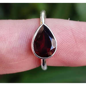 Handmade Women's Cute <b>Ring</b> with Natural Red <b>Garnet</b> 925 Sterling <b>Silver</b> January Birthstone <b>Ring</b> Gift Pear Shape Topaz Stone - Product Image 2