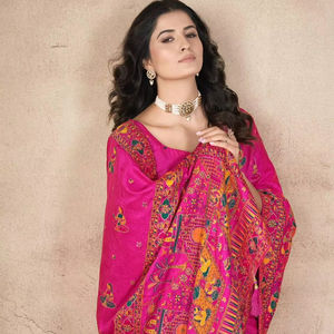 ชุดงานแต่งงานดีไซน์เนอร์ Pashmina Saree พร้อมงานฝีมือ - Product Image 1