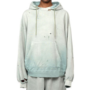 Vêtements de rue de haute qualité Logo personnalisé imprimé poids lourd 100% coton soleil délavé à l'acide à capuche coupe régulière hommes séchage rapide - Product Image 1