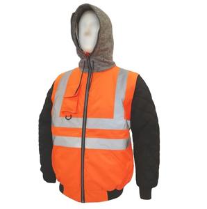 เสื้อแจ็คเก็ตสะท้อนแสงสำหรับงานกลางแจ้งแบบกันน้ำ มองเห็นได้ชัดเจน สำหรับเจ้าหน้าที่รักษาความปลอดภัย ดีไซน์แบบมีฮู้ด - Product Image 1