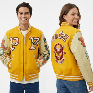 Vestes de baseball personnalisées en chenille brodée 100% polyester, nouveau design 2026, dernières tendances, collage personnalisé pour hommes - Product Image 2