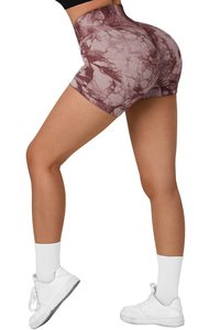 Pantalones cortos de Yoga sin costuras de cintura alta para mujer, mallas de entrenamiento con patrón sólido, Spandex reciclado/nailon, ropa deportiva para gimnasio - Product Image 5