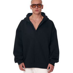 เสื้อฮู้ดคอวีผู้ชายสำหรับฤดูหนาว ผ้าฝ้าย/ผ้าขนแกะใยไผ่ ถักลาย พิมพ์โลโก้ด้วยเทคนิคซิลค์สกรีน ปรับแต่งได้ สไตล์สตรีทแวร์ - Product Image 1