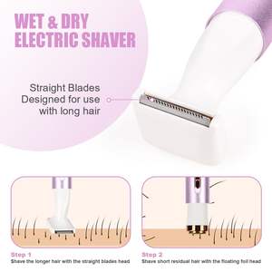 Depiladora Eléctrica 4 en 1 para Mujer, Depilación en Seco y Húmedo sin Dolor para Bikini, Axilas, Piernas, Brazos y Rostro, Cuchilla Doble con Carga USB - Product Image 2