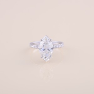 แหวนเพชรทรงมาร์คีส์รับรองโดย IGI พร้อมวงแหวนประดับเพชรแบบ Pavé ทำจากทองคำขาว/โรสโกลด์/ทองคำเหลือง 9K - Product Image 1