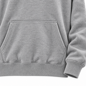 Unisex Oversized Hooded <b>Sweatshirt</b> Solid Heather <b>Grey</b> Cotton Fleece Casual Hoodie Pocket Design Regular Sleeve Eco-Friendly - Product Image 3