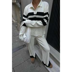 Conjunto de Pantalones y Suéter de Punto a Rayas Cerly Casual 9977 para Otoño, Transpirable y Elegante - Product Image 5