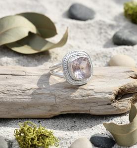 Classic Rough Pink <b>Rose</b> <b>Quartz</b> Ring 925 Sterling Silver Natural Gemstone Handmade Jewelry January Birthstone Birthday Gift Party - Product Image 3