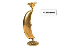 Porte-bougie moderne en laiton antique plaqué or, fait main, en forme de croissant de lune, 3,5x7 pouces, haute qualité, logo personnalisé, Noël