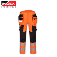 Pantalon de travail pour homme INDEX, noir avec bandes réfléchissantes, multi-poches, uniforme tactique de plein air, pantalon cargo
