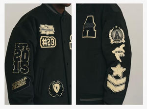 Veste de baseball en cuir à haute densité (GSM) très vendue, logo personnalisé brodé, style streetwear hip-hop ample, tendance, OEM - Product Image 6