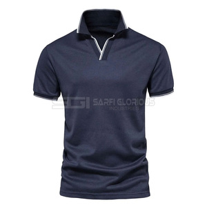 Camiseta Polo de Manga Corta para Hombre, Cuello en V, Casual, Clásica, con Logotipo Bordado, Lisa, Teñida, de Punto, 100% Algodón, al por Mayor - Product Image 6