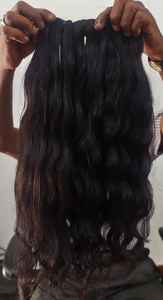 สีดำธรรมชาติ3มัดแถมฟรีหูกับหูสำหรับหน้าผากลูกไม้ (20 22 24 + 18 ") ผมอินเดียสำหรับลูกไม้ด้านหน้า - Product Image 3