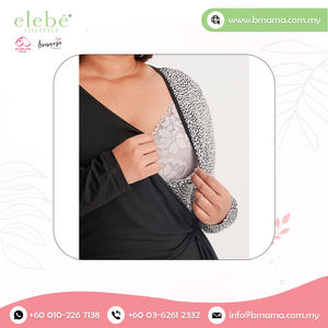 ชุดเดรสบอดี้คอนถักคอวีสำหรับสตรีมีครรภ์วัสดุโมดอลยาวคลุมเข่าให้นมได้ง่าย - Product Image 6