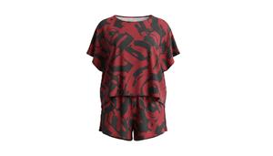 Pijama de seda para mujer con diseño de botones, conjunto de dos piezas, camiseta de dormir con pantalón corto - Product Image 4