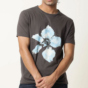 Camiseta de Algodón para Hombre, Corte Ajustado, con Estampado Floral, Cuello Redondo, Manga Corta, Estilo Casual - Product Image 6