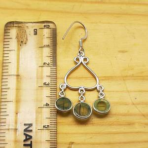 ต่างหูพลอยพรีไนต์ธรรมชาติต่างหูเงิน925เงินสเตอร์ลิงต่างหูโบฮีเมียนน้ำหนักเบาเครื่องประดับเงินเครื่องประดับขายส่งของขวัญ - Product Image 2