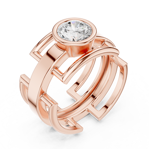 Anillo de Compromiso de Diamante VS1 de Corte Brillante de 10K en Oro Rosa de Primera Calidad, Chapado en Oro Rosa, Engaste de Puntas, Ajustable, Joyería para Aniversario de Bodas - Product Image 6
