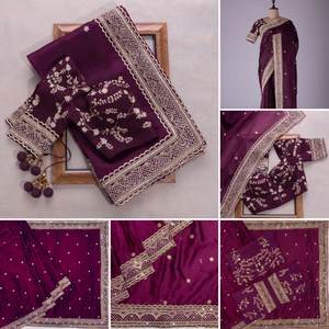 Designer Exclusive Latest Export Fancy Silk Fabric Embroidery <b>Blouse</b> <b>Sari</b> Saree Ethnic Bridal Weddings Stunning Trendy Tunic - Product Image 4