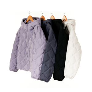 Diamant Zip tricoté épais hiver femmes mode chaud décontracté veste à capuche Polyester imperméable coupe-vent respirant - Product Image 2