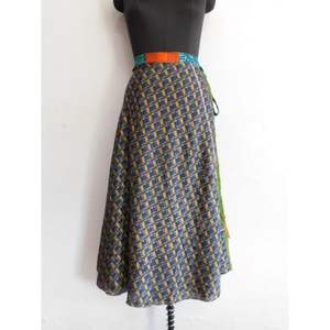 Vestido Reversible Largo de seda Vintage Multicolor, falda sari con estampado Floral y envoltura mágica con cinturón, estilo informal, cintura Natural - Product Image 2