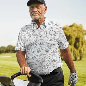 Camiseta de Golf de Punto Sólido al por Mayor con Diseño de Perro para Hombre Adulto, Manga Corta, Tejido Cómodo de Secado Rápido - Product Image 4
