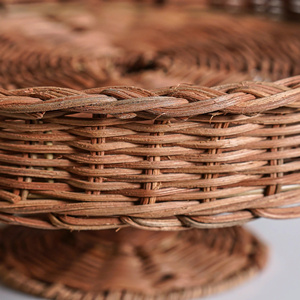 Hand-Woven <b>Rattan</b> Pedestal for Home Decor Elegant <b>Storage</b> Bin to Hold Flowers Candles Fruit Candies Christmas Decorations - Product Image 4